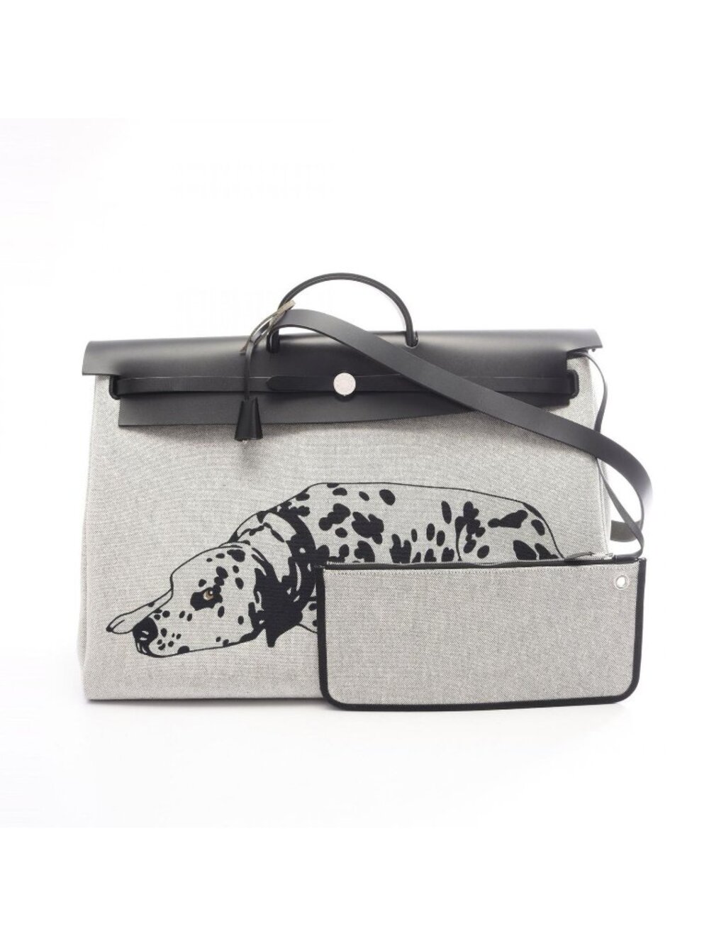 Hermes Boston Bag Herbag Zip 50 Retourne Cabin 2-Way Ecru Black Gray Platinum